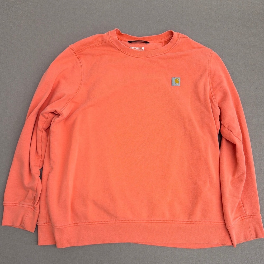 Carhartt Women Relaxed Fit Tencel Crewneck Sweatshirt Coral Orange XL 16-18